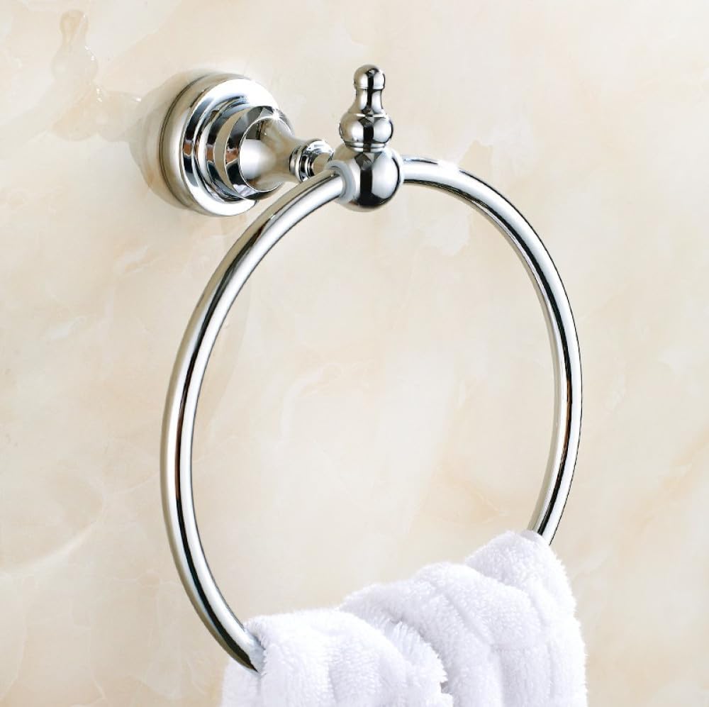 Bathroom Hardware Set Chrome Polished Bath Rack Paper Holder Toothbrush Holder Towel Bar Coat Hook Bathroom Accessories,Towel Ring Holder