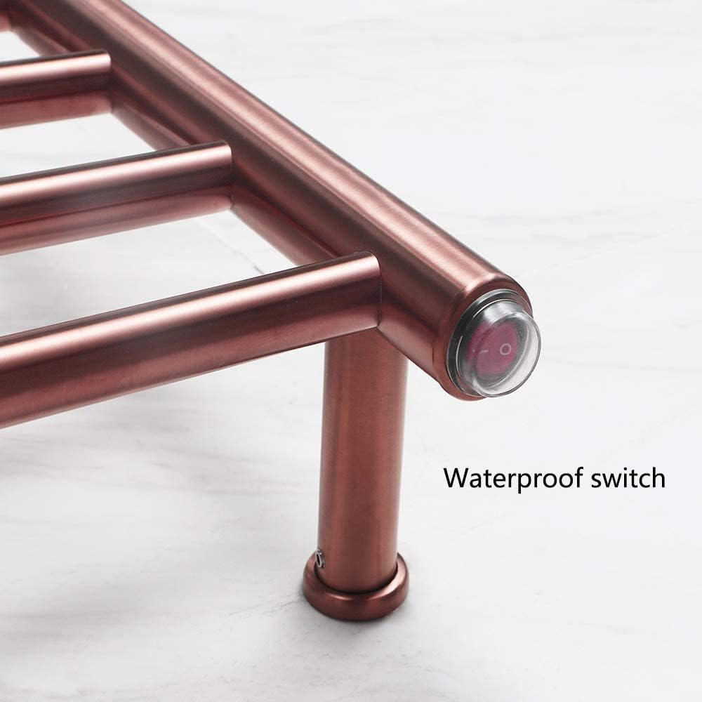 Electric Towel Warmer, Rose Gold Heated Towel Rack with 10 Bars 304 Stainless Steel Electric Drying Rack Wall Mounted Bath Towel Heater, Clothes Airer Dryer for Bathroom, 80(Plug in
