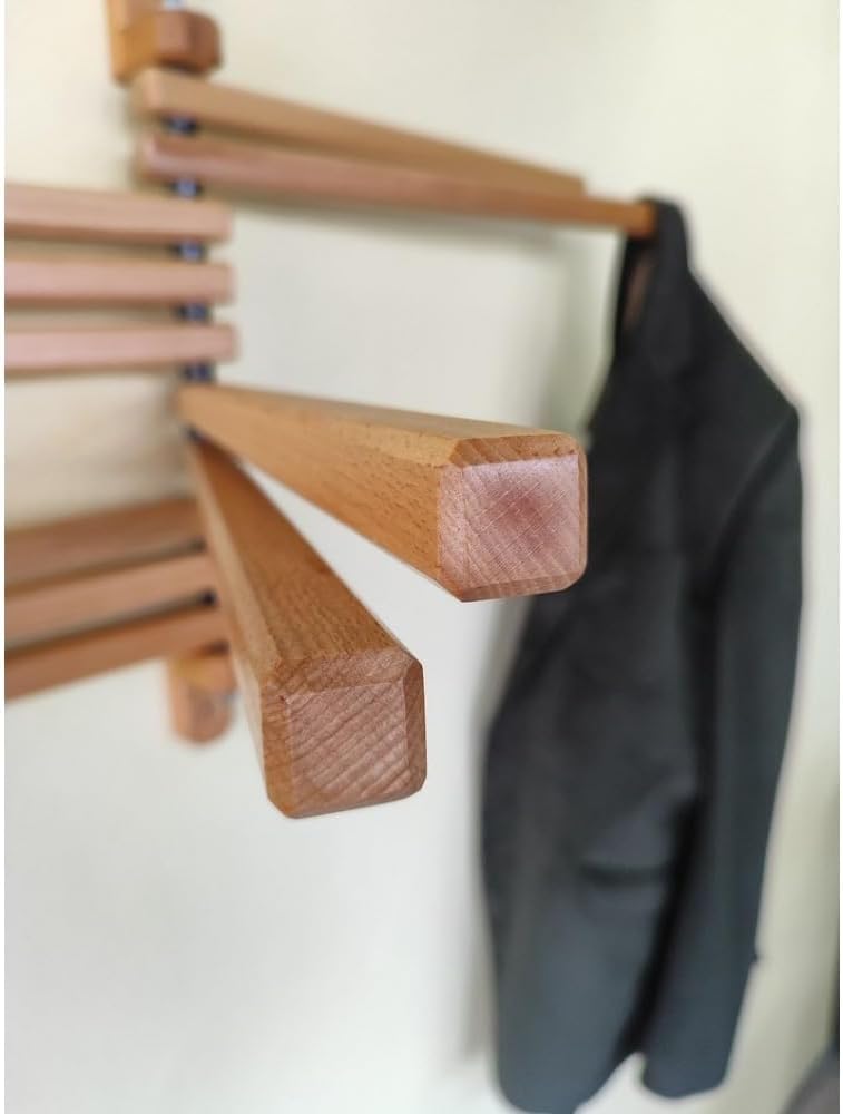 Wood Swivel Towel Bar - Wall-Mounted Folding Drying Rack, 15'x6'x2', B-Walnut Finish, Perfect for Laundry Room, Holds Up to 6 Towels, Space-Saving & Stylish Design
