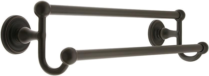 30' Brass Double Towel Bar with Regular Rosettes in Oil Rubbed Bronze