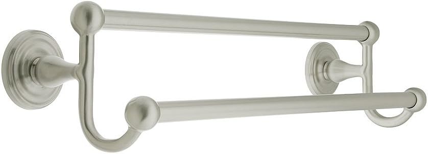 30' Brass Double Towel Bar with Regular Rosettes in Satin Nickel