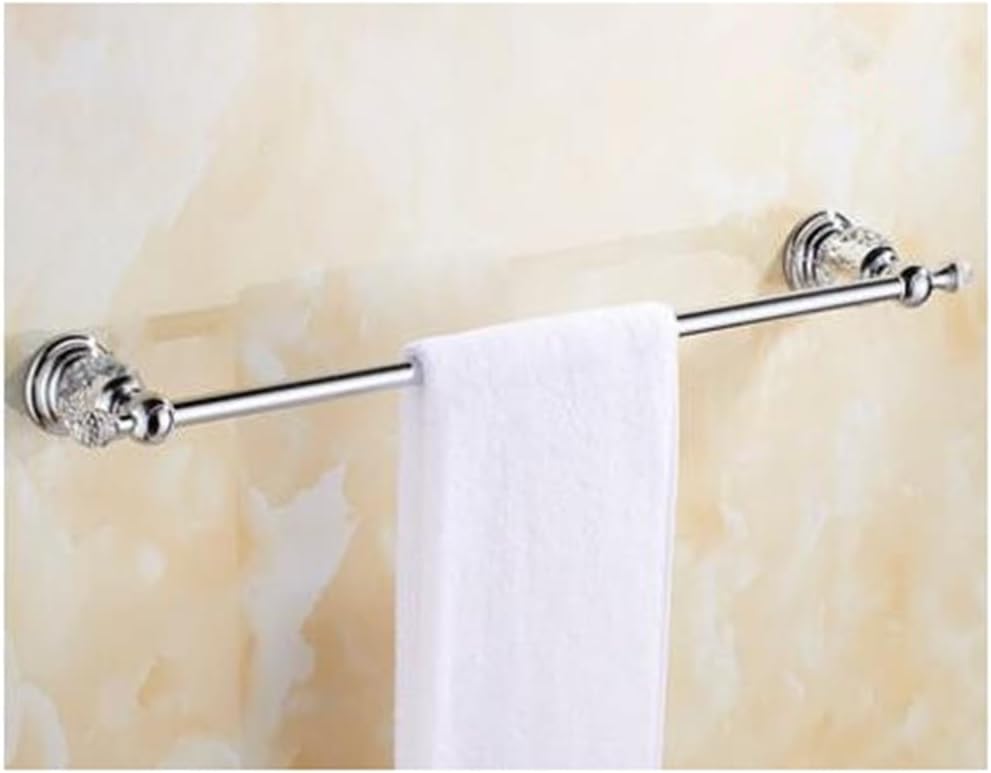 Crystal Bath Hardware Chrome Toilet Brush Holder,Paper Holder,Towel Bar,Soap Basket,Hook Brass Towel Rack Bathroom Accessoriest,Single Towel Bar4
