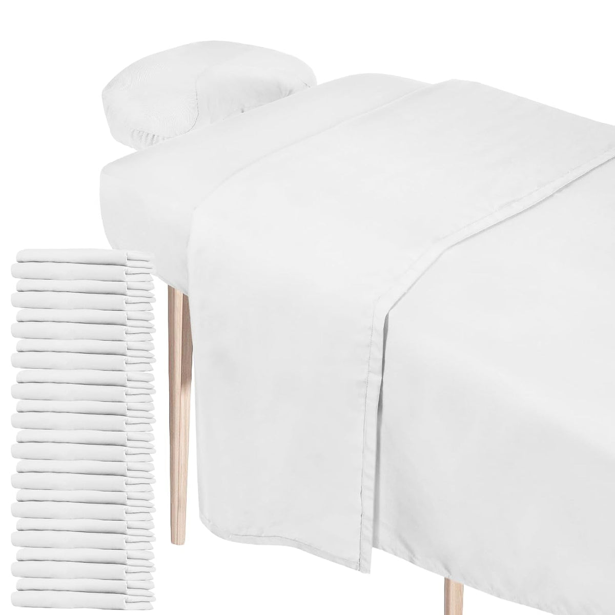Oudain 12 Sets Soft Microfiber Massage Table Sheets Set Bulk 3 Piece Set Includes Massage Table Cover, Massage Fitted Sheet, and Massage Face Rest Cover (White)