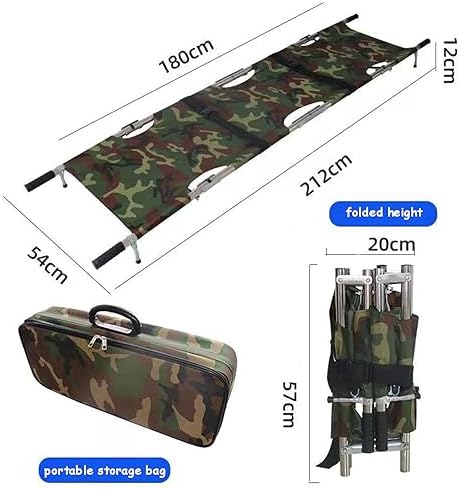 Compact Aluminum Alloy Folding Stretcher, Emergency Rescue Stretchers with Handles, Camouflage First Aid Equipment for Outdoor Disability Care and Travel