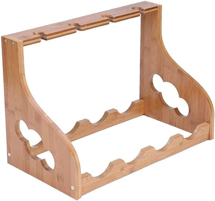 Wooden Wine Glass Rack Free Standing Countertop Cabinet Holder Storage Shelf Kitchen Bar (As Show Fits All)