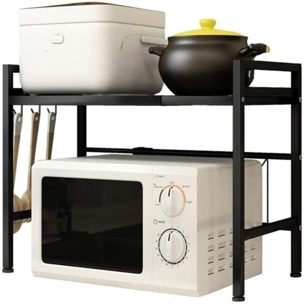 Microwave Stand Retractable Microwave Oven Rack 2 Tier Kitchen Counter Shelf Organizer Carbon Steel Storage