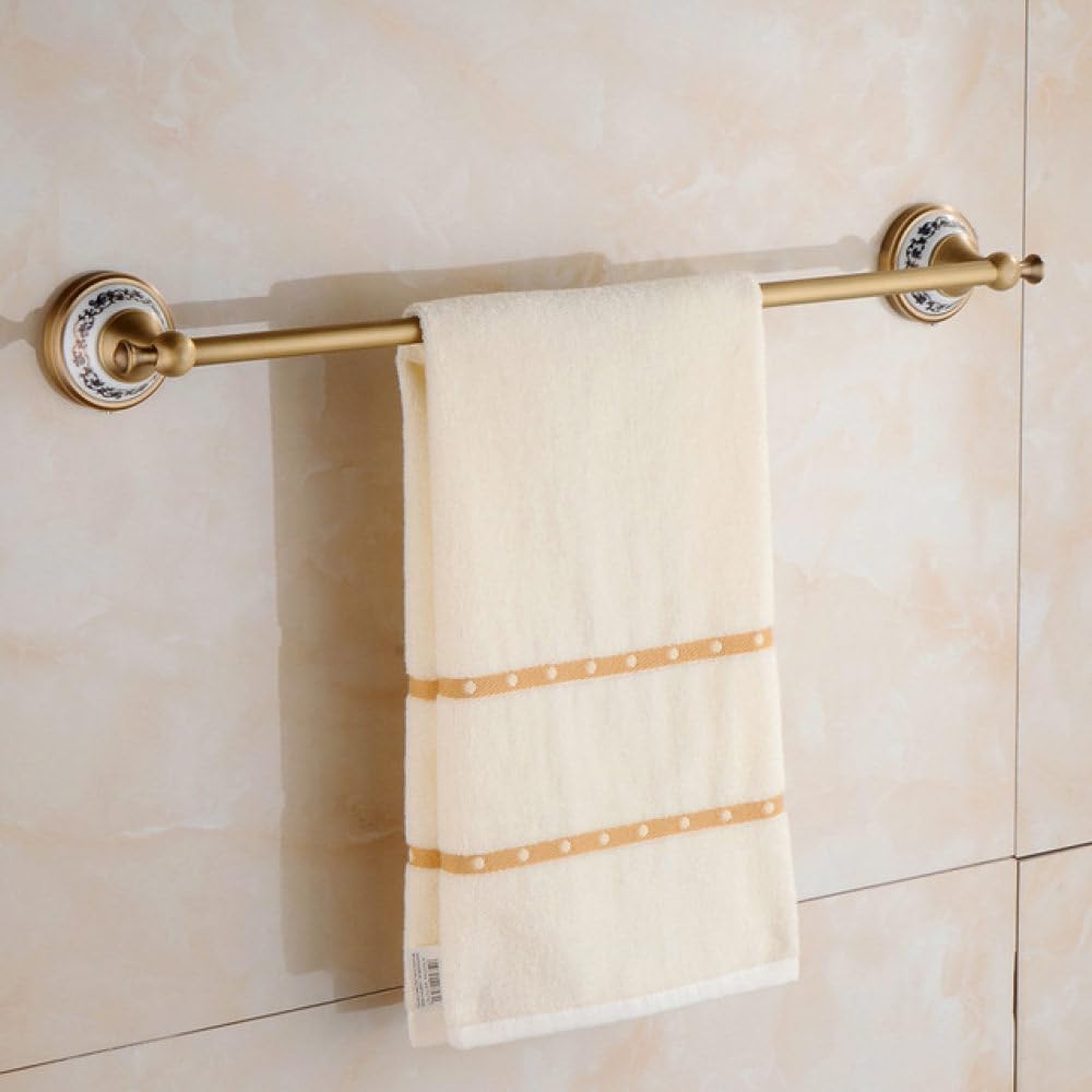 Brass Bronze Bath Towel Hook Paper Towel Toilet Brush Holder Antique Blue and White Porcelain Bathroom Hardware Accessories Set,Single Towel Bar