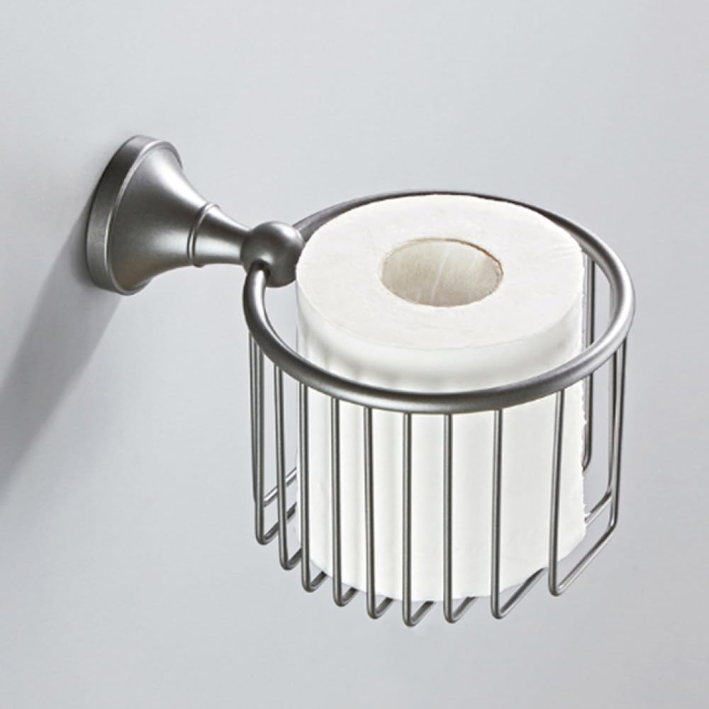 Grey Bathroom Hardware Set Brass Wall Mouted Toilet Brush Holder WC Paper Towel Roll Rack Soap Dish Bath Accessories Equipment,Paper Holder Storage