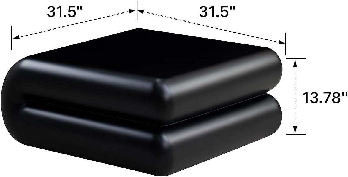 31.5' Modern Black Coffee Table, Stone Coffee Table, Square Minimalist Center Table, Contemporary Low Sofa Side Accent End Tea Table for Living Room Bedroom Apartment, No Assembly Required