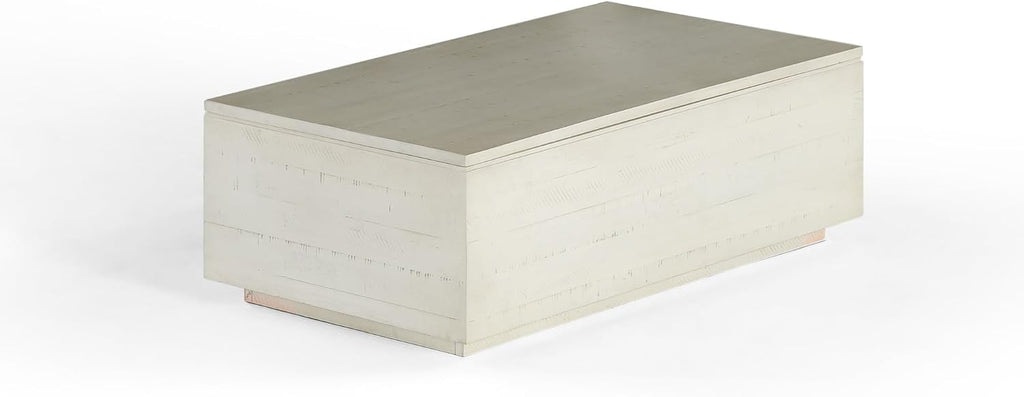 Transformer Table - Lift Top Coffee Table with Storage, Modern Coffee Table for Living Room, Work & Dining, Space-Saving Small Coffee Desk with Hidden Storage, White