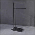 Towel Rail Freestanding Bathroom Towel Rack Floor-Standing Towel Rack Light Luxury Creative Marble Bathtub Bathroom Storage Towel Bar Towel Stand(Black+Black)