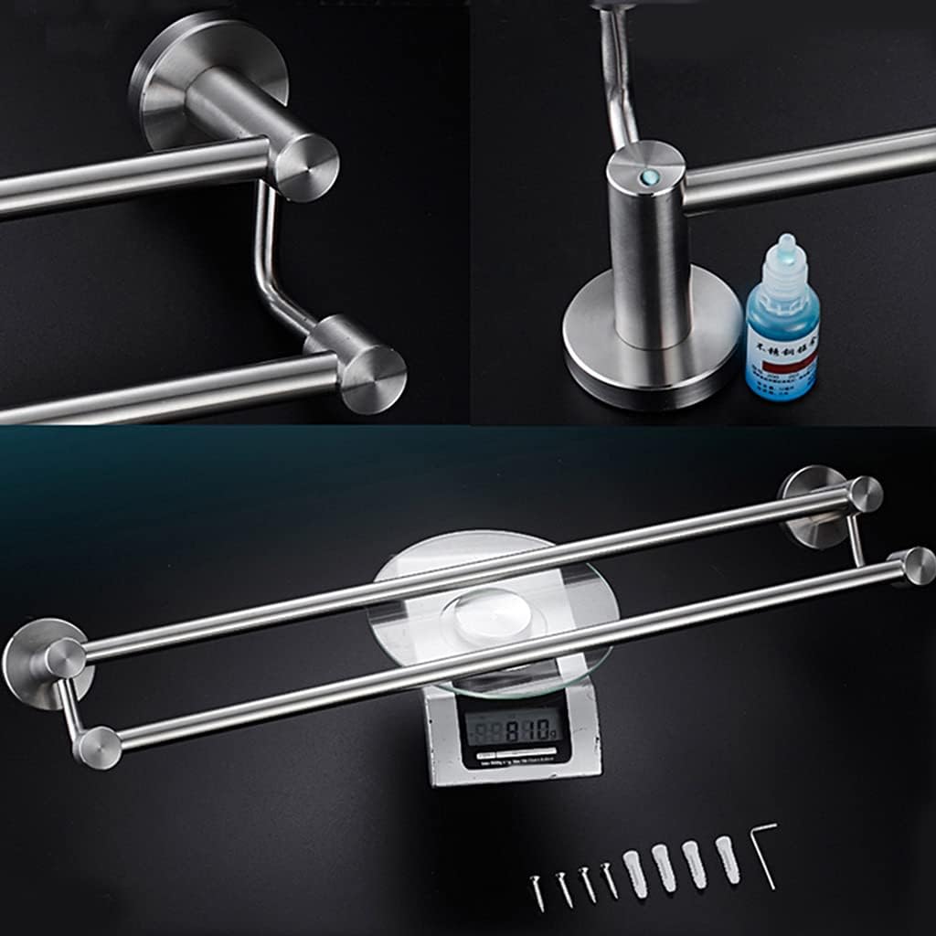 304 Stainless Steel Double Bath Towel Bar Brushed for Bathroom, Towel Rod Rack Holder Rail Round Wall Mounted Wall Mounted for Bedroom, Kitchen, Living Room,Toilet 30cm