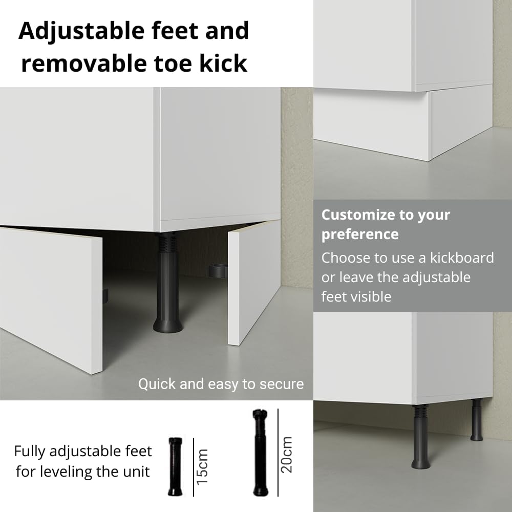 Madesa Hazel Kitchen Base Storage Cabinet with 2 Doors and Shelves 31 Inch Wooden Organization Unit for Pantry - White