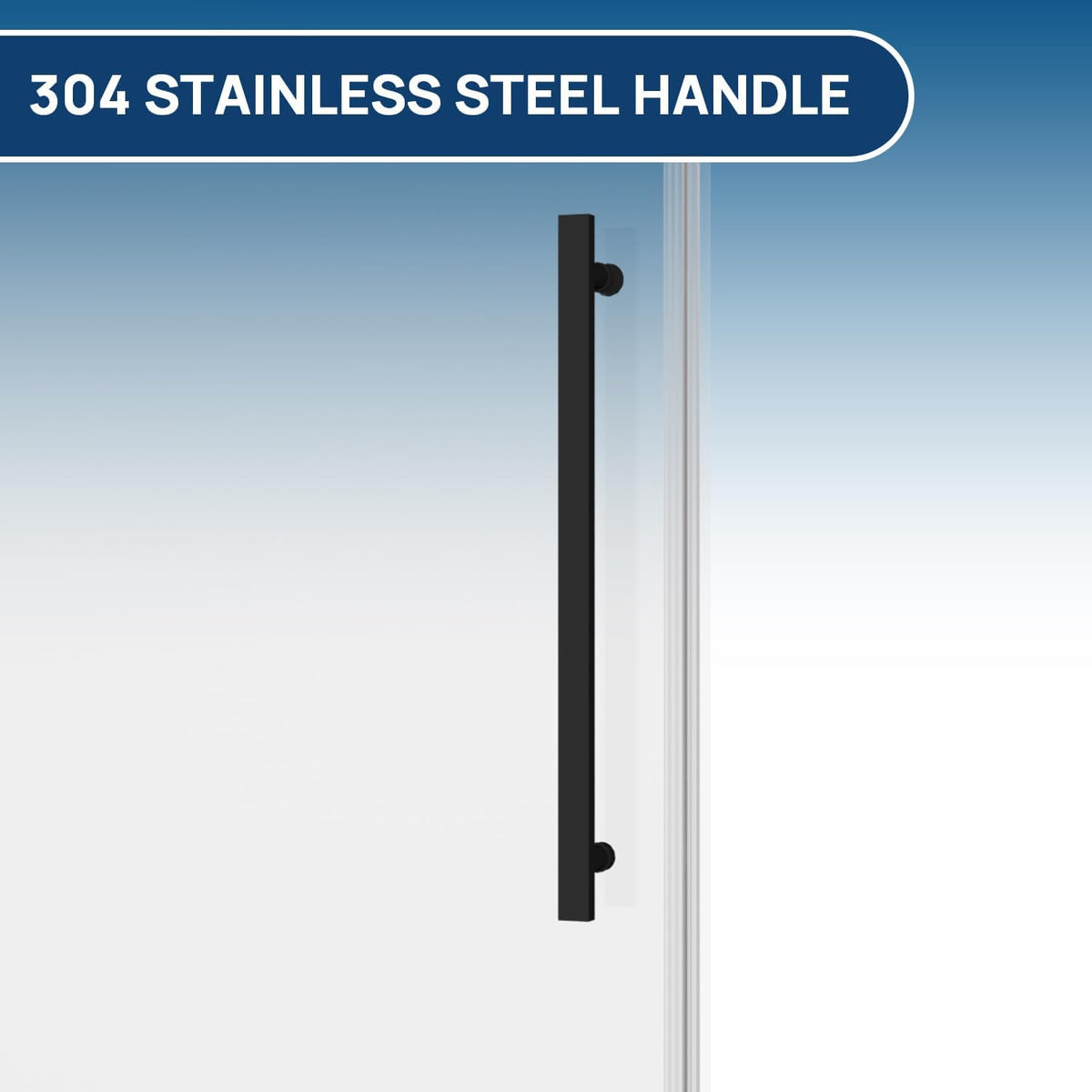 Shower Door 56-60' W x 76' H, Single Sliding Design Frameless Glass Shower Door, 5/16'(8mm) SGCC Tempered Glass Bathroom Sliding Door, Matte Black Finish, 304 Stainless Steel Hardware