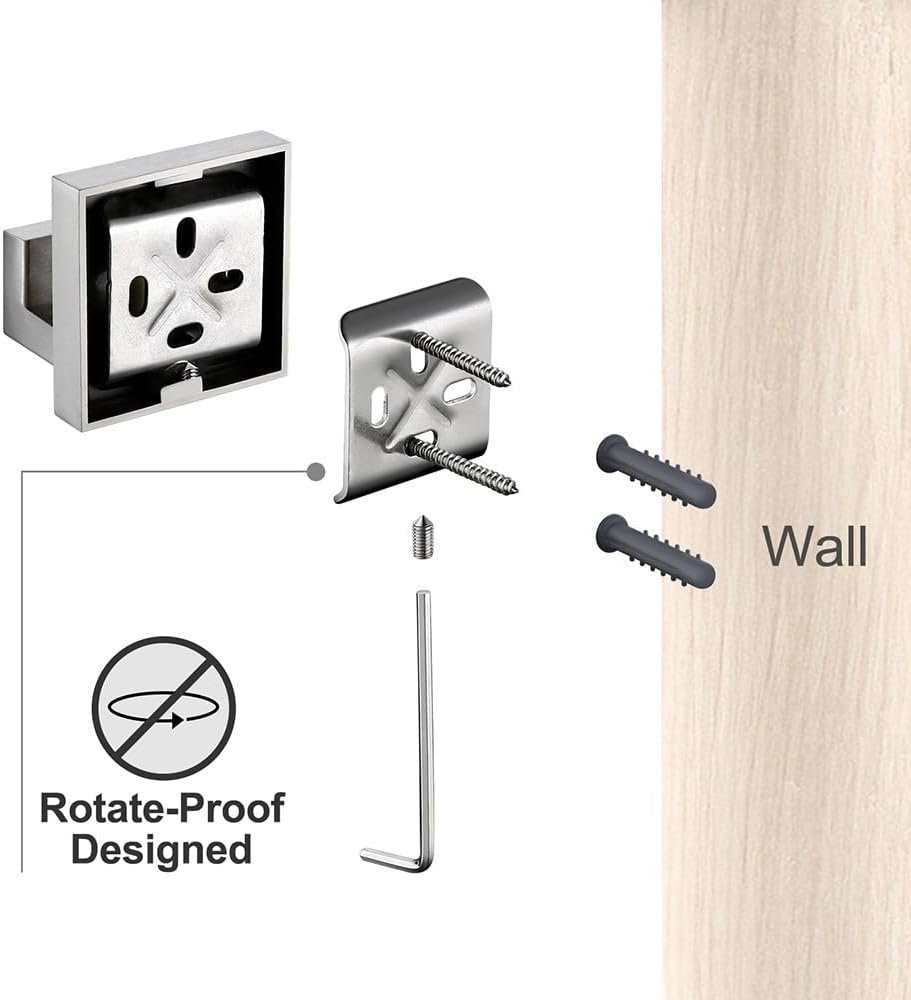 Brushed Nickel Bathroom Accessories Set Wall Mount Bath Shelf Robe Hanger Toilet Paper Holder Towel Bar Rack Stainless Steel,1