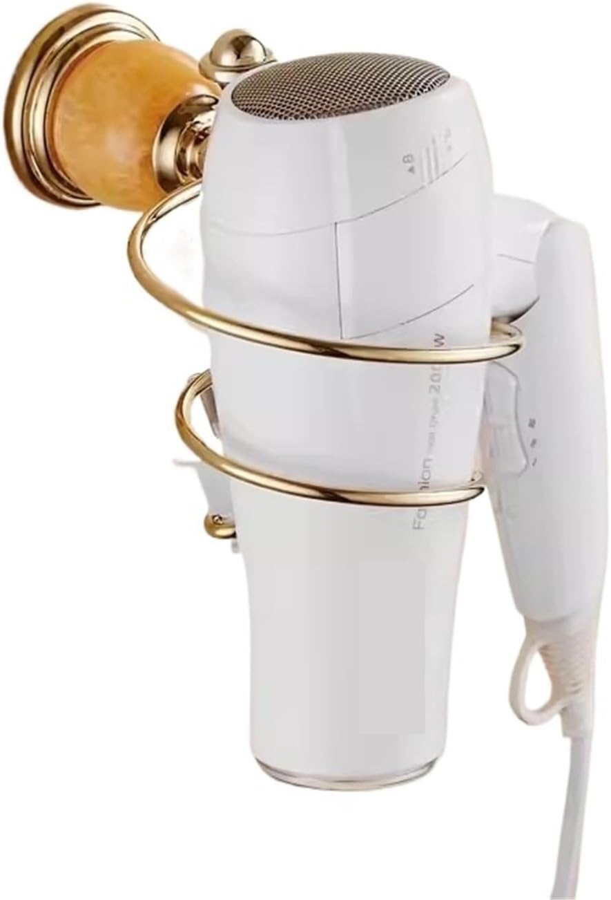 Bathroom Accessories Bath Shelf Gold Paper Holder,Towel Bar,Soap, Rack,Glass,Hook Bathroom Hardware Brass Jade(Hair Dryer Holder)