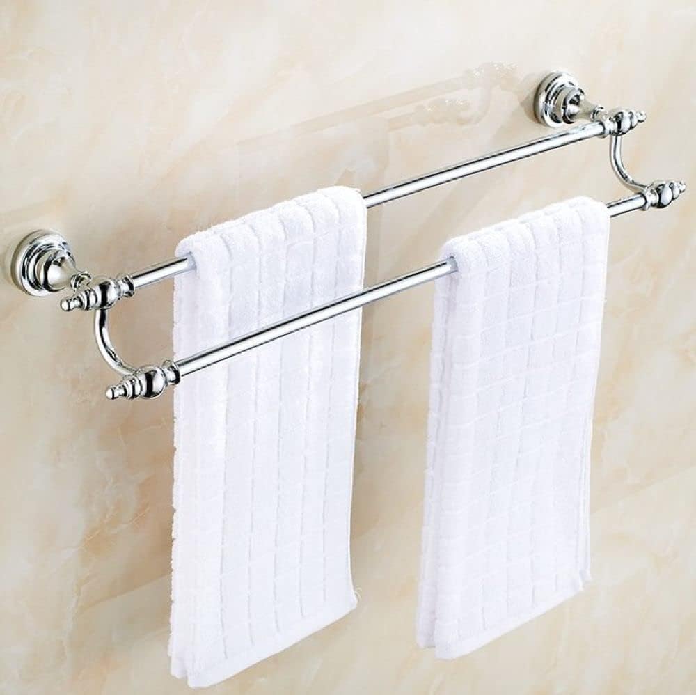 Bathroom Hardware Set Chrome Polished Bath Rack Paper Holder Toothbrush Holder Towel Bar Coat Hook Bathroom Accessories,Double Towel Bar