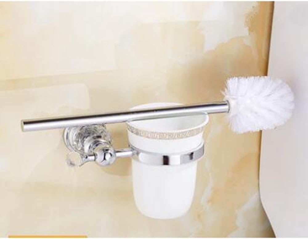 Crystal Bath Hardware Chrome Toilet Brush Holder,Paper Holder,Towel Bar,Soap Basket,Hook Brass Towel Rack Bathroom Accessoriest,Toilet Brush holder6