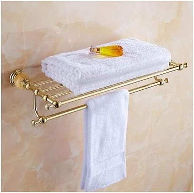 ZTBH Bathroom Hardware Sets Brass and Jade Gold Bathroom Accessories Set, Paper Holder, Towel Bar, Soap Basket, Towel Rack, Towel Ring Bathroom Hardware Towel Set (Color : Towel Rail)