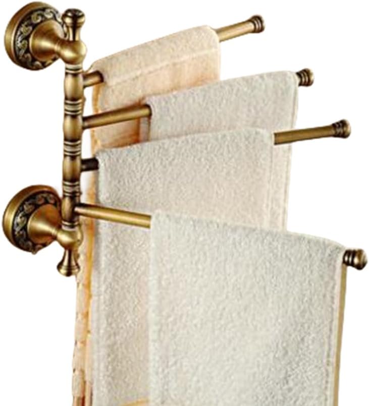 Antique Brushed Copper Carved Base Bathroom Accessories Bath Towel Shelf Towel Bar Paper Holder Cloth Hook,4 Folding Towel Bars