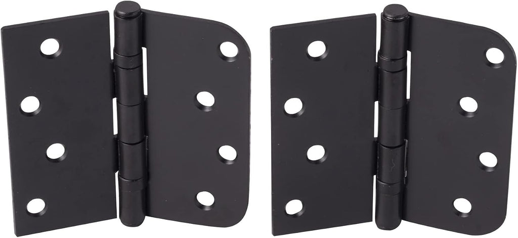 Hinge Outlet 4 Inch with 5/8 Inch Square Radius Ball Bearing Door Hinges, Heavy-Duty Steel, Removable Pin (Black, 20 Pack)