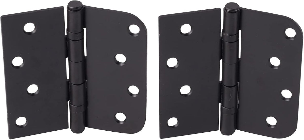 Hinge Outlet 4 Inch with 5/8 Inch Square Radius Ball Bearing Door Hinges, Heavy-Duty Steel, Removable Pin (Black, 20 Pack)