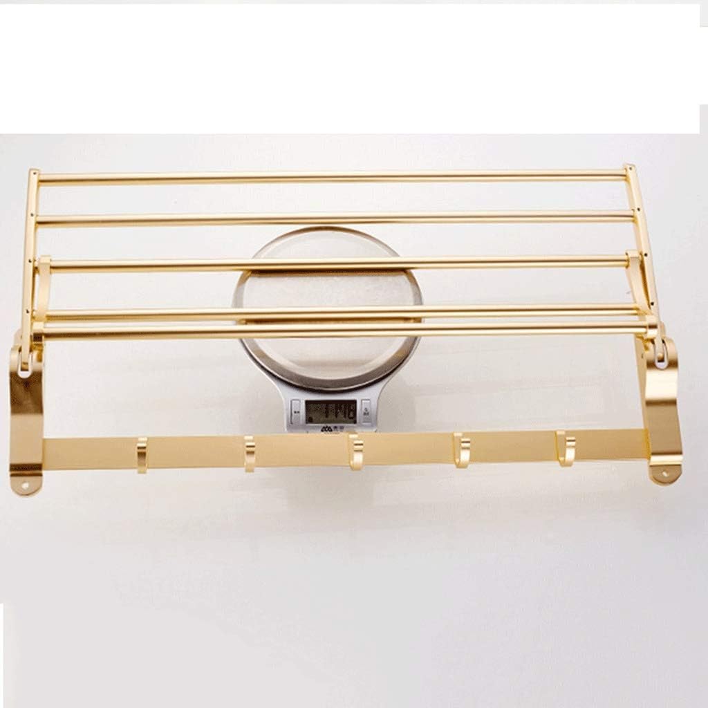 Bath Towel Rack Bathroom Shelves,Foldable Wall Mounted Double Towel Holder with Towel Bar,Polished