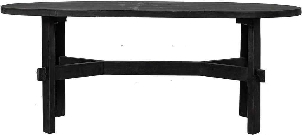East at Main Celeste Oval Coffee Table, Solid Acacia Wood, Rustic & Modern Design, Handcrafted Living Room Furniture, Distressed Black or Brown Finish, 22' D x 45' W x 18' H