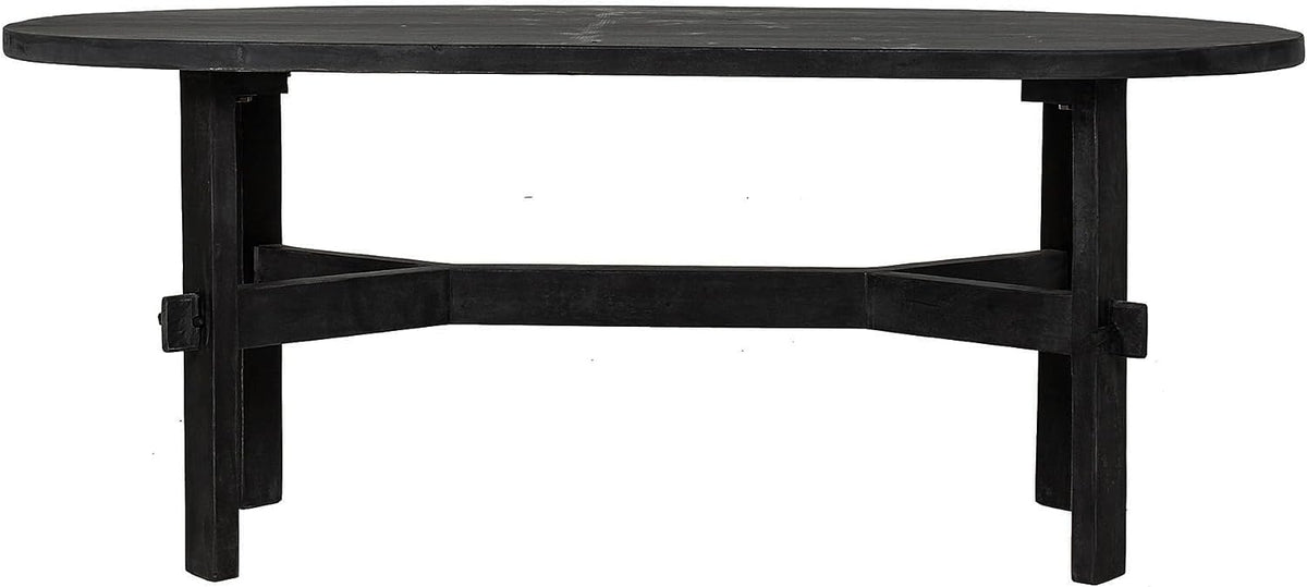 East at Main Celeste Oval Coffee Table, Solid Acacia Wood, Rustic & Modern Design, Handcrafted Living Room Furniture, Distressed Black or Brown Finish, 22' D x 45' W x 18' H
