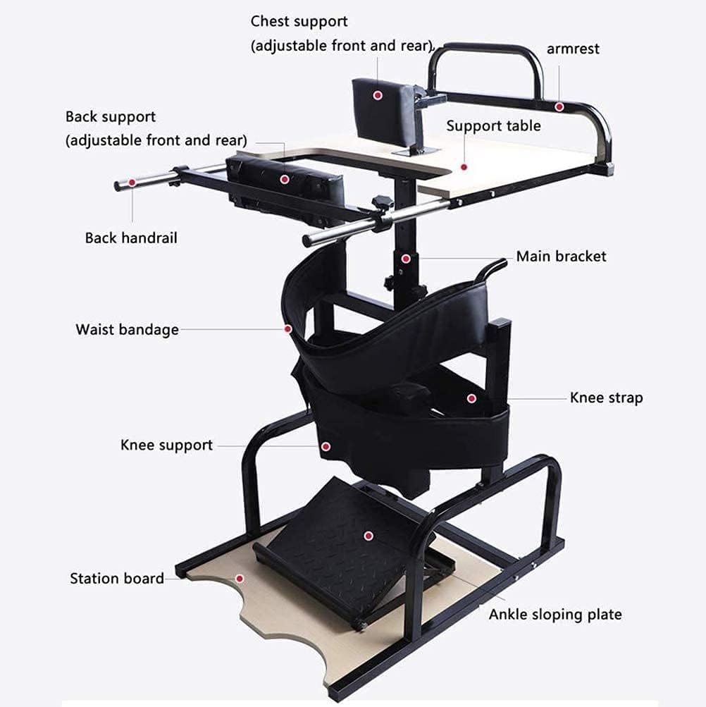 Standard Walkers, Stand Lower Limb Rehabilitation Equipment, Adjustable Height Walking Aid Standing Frame for Disabled, Stroke Hemiplegia Rehabilitation Training,with Inclined Plate (Size : Without i