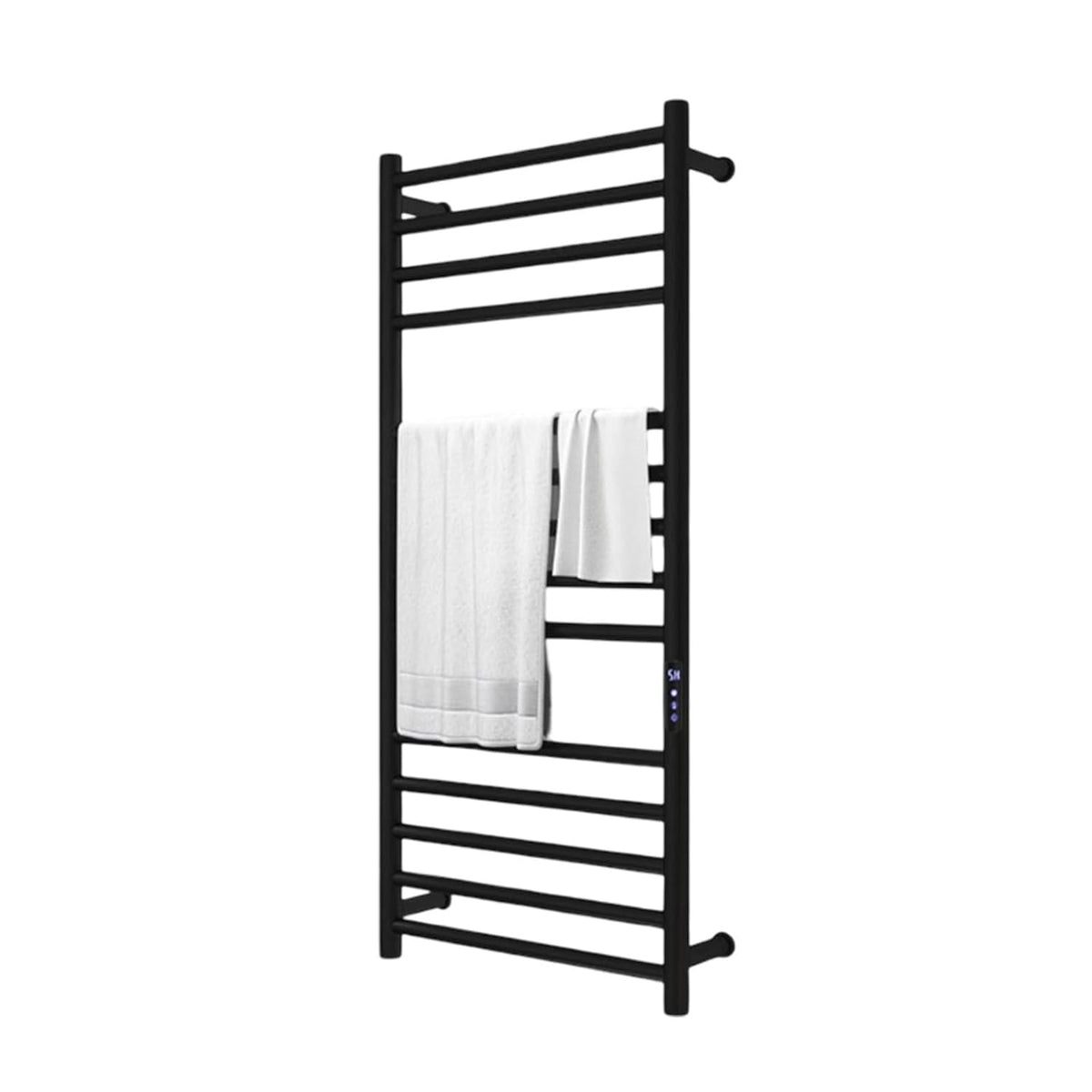 14-Bar Towel Warmer, Wall Mounted Bath Towel Heater, Clothes Airer Dryer, LED Display Panel, Built-in Timer, Adjust Temperature, Hot Towel Warmer Rack for Bathroom Hotel(Black,B)