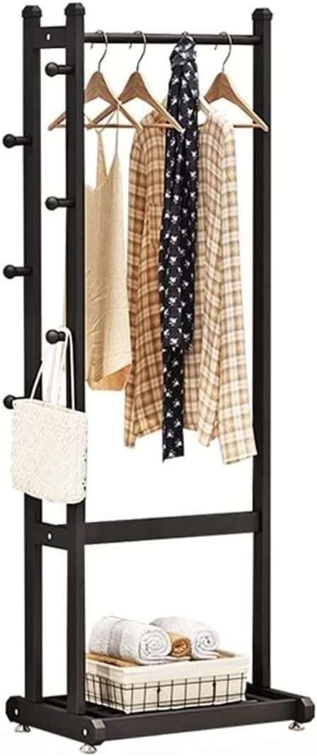 Floor Coat Rack Space-Saving Metal Coat Rack Standing Hat Rack With Shelf Bedroom Hanger Household Storage Modern Coat Rack Hanger Handbag Clothes Entrance Clothes Stand