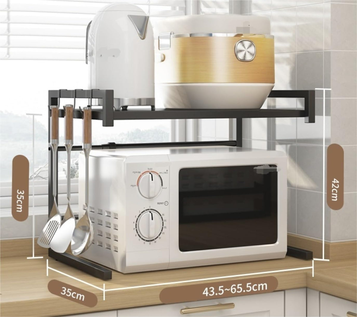 Microwave Stand Retractable Microwave Oven Rack Kitchen Shelf Stand Can Be Extended 43-65cm Storage