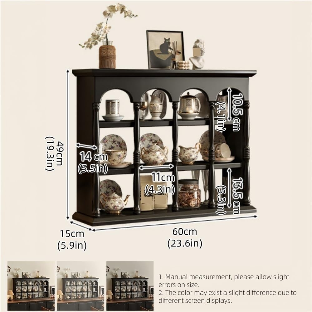 Rustic Coffee Mug Display Rack, Floating Solid Wood Mug Rack, Farmhouse Countertop Cup Holder, Space Saving Wall Mounted Vintage Kitchen Countertop Cup Organizer(White,23.6''x19.3''x5.9'')