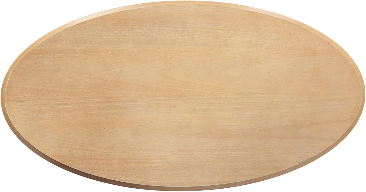 Kate and Laurel Sutherlin Vintage Tiered Oval Coffee Table, 42 x 22 x 19, Light Natural, Traditional Two-Tier Oval Living Room Table with Storage for Use as Useful Home Decor Option