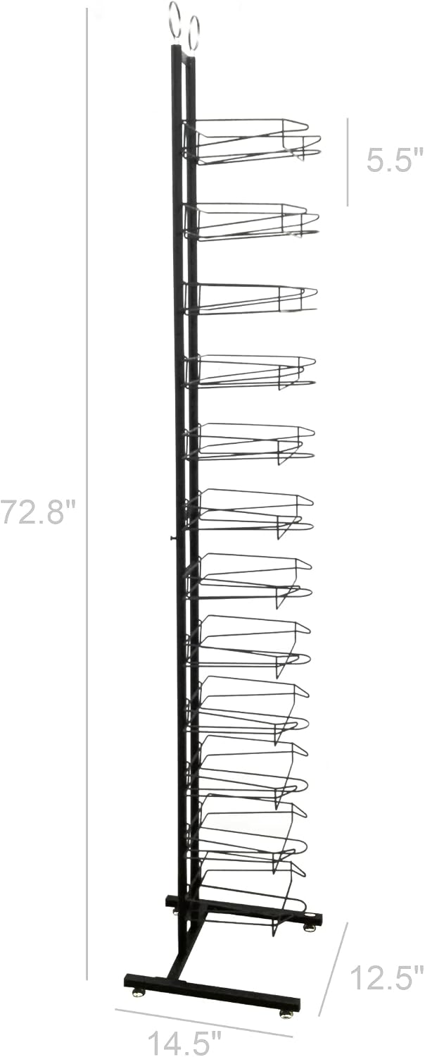 FixtureDisplays 12-Tier Hat Display Rack 12.5' Wide x 75' high x 14.5' deep 18165-BLACK-NEW-NPF