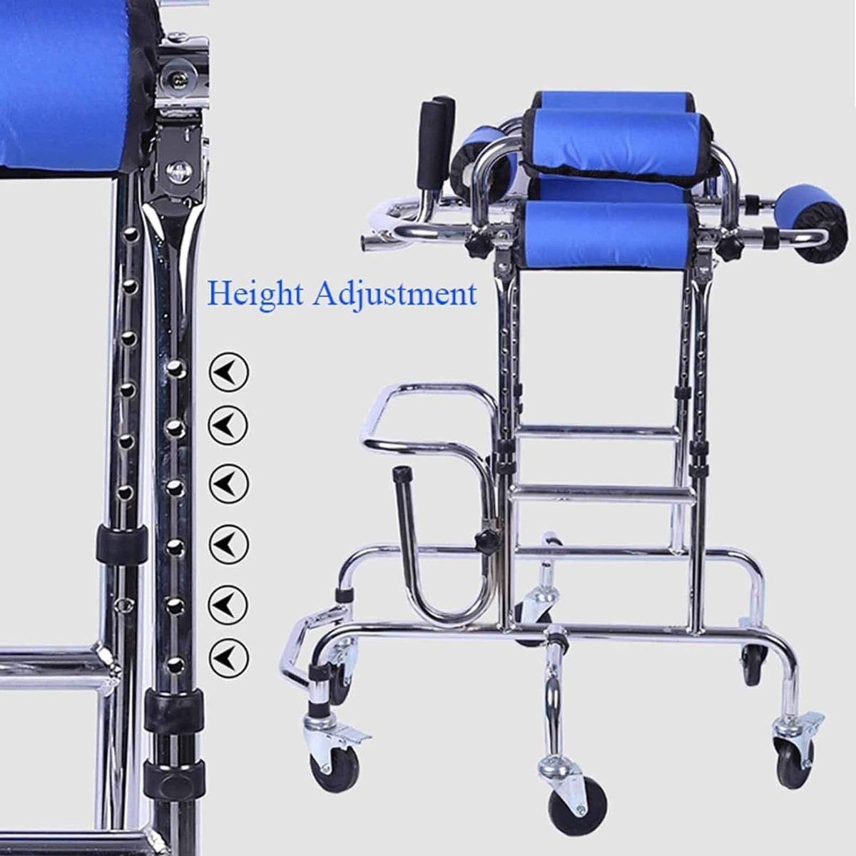 Training Lightweight Aluminium Rollator Walking Aids for Disabled People Portable Stand Upright Walker for Kids Cerebral Palsy Disability Rehabilitation with Height Adjustable Seat