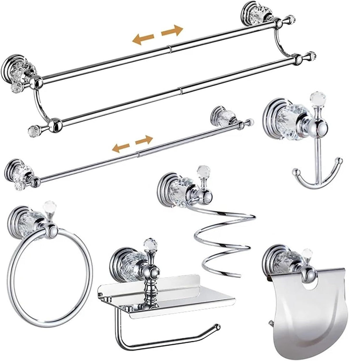 Bathroom Hardware Set Crystal Bath Towel Shelf Toilet Paper Holder Sliver Chrome Bar Robe Hook EL8130(Hair Dryer Holder)