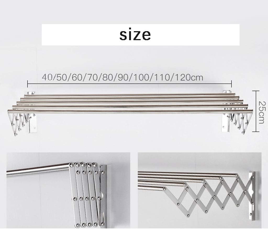 Laundry Room Clothes Rack Wall Mounted Folding Coat Hanger Drying Clothing Foldable Bath Towel Bar Hole Dryer Clother Airer for Bathroom Balcony Clotheshorse Home