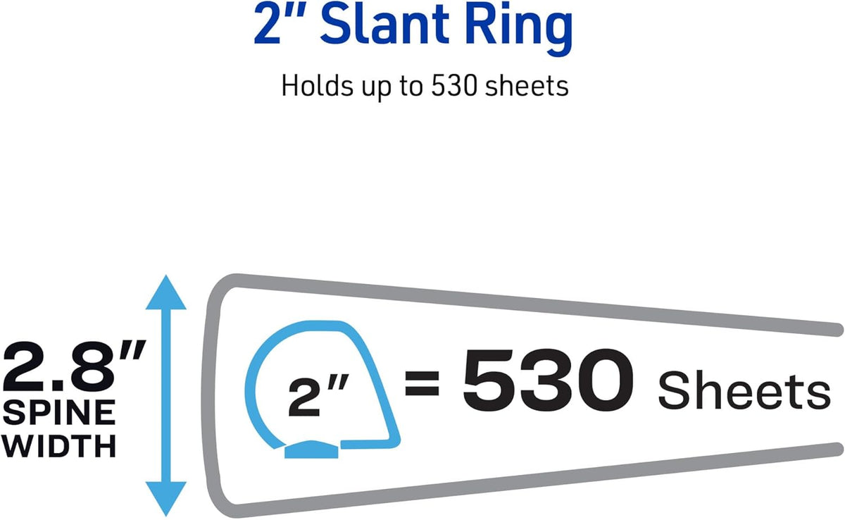 Avery Durable View 3 Ring Binders, 2' One Touch Slant Rings, 530 Sheet Capacity, 2.8' Wide Spine, Holds 8-1/2' x 11' Paper, Great for School Office Organization with Pockets, White (12-Pack of 17032)