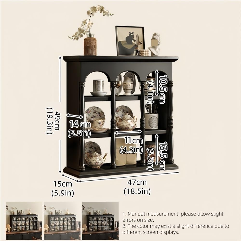 Rustic Coffee Mug Display Rack, Floating Solid Wood Mug Rack, Farmhouse Countertop Cup Holder, Space Saving Wall Mounted Vintage Kitchen Countertop Cup Organizer(White,18.5''x19.3''x5.9'')