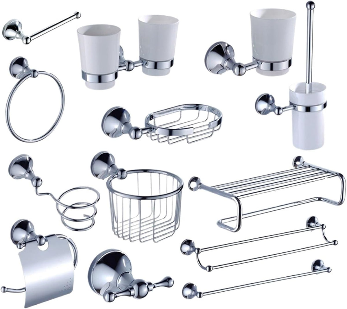Polished Chrome Wall Mounted Bathroom Accessories Set Towel Bar Soap Dish Robe Hook Toilet Paper Holder Toothbrush(Toothbrush Holder2)