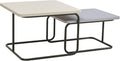 Furniture of America Chaya Modern Square Nesting Coffee Table Set of 2, Two-Tone Wood Design with Sled Base for Living Room, Bedroom, Office, Cream Weave & Grey