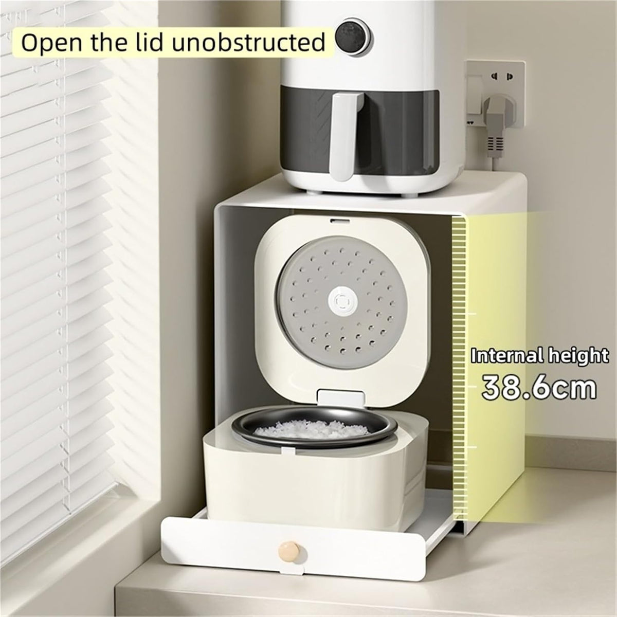 Pots and Pans Organizer Kitchen Countertop Organizer 2-Tier Rice Cooker Storage Rack Spice Rack Corner Counter Shelf for Kitchen Cafe Dinning Room Space Saving