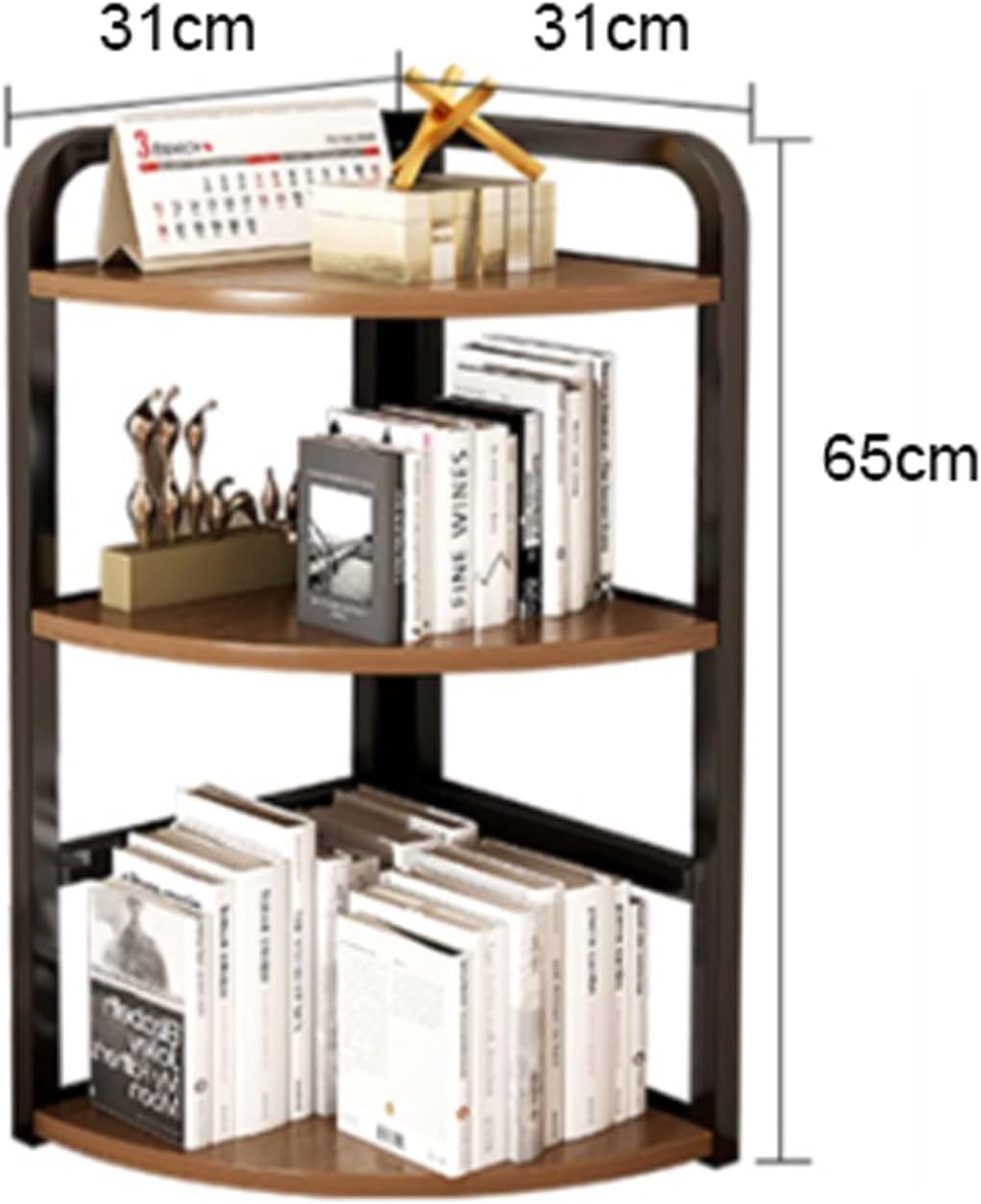 Bookshelf 3-Tier Corner Shelf Bookshelf White Countertop Storage Organizer Display Shelves for Kitchen Bathroom Office, Space Saving Standing Shelving Unit Big Bookshelf