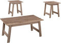 Pemberly Row 3-Piece Coffee Table Set, Particle Board Laminate, Dark Taupe Wood-Look Finish, Includes Rectangular Coffee Table and 2 Square End Tables, Modern Minimalist Design for Living Room Use