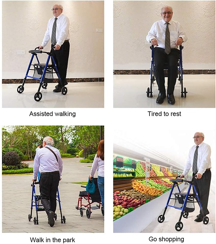 Standing Frame Adult Walker Walking Aid for The Disabled, Adjustable Crutches Old People's Trolley Rehabilitation Equipment