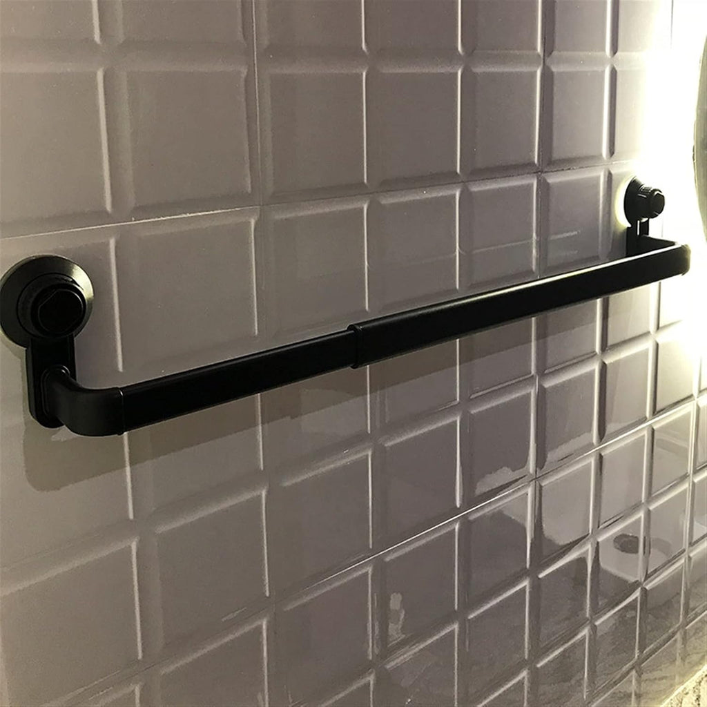 1/2pcs Aluminum Alloy Suction Cup Towel Bar Bathroom Punch Free Towel Rack Hanger Kitchen Storage Shelf Holder Adjustable 52-82CM Wall Mounted Towel Bar