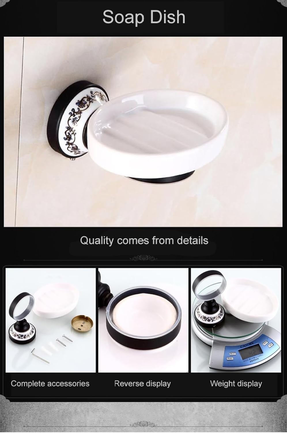Black Brass Bathroom Hardware Set Porcelain Towel Shelf Towel Rack Toilet Paper Holder Towel Bar Hook Bathroom Accessories,soap dish10