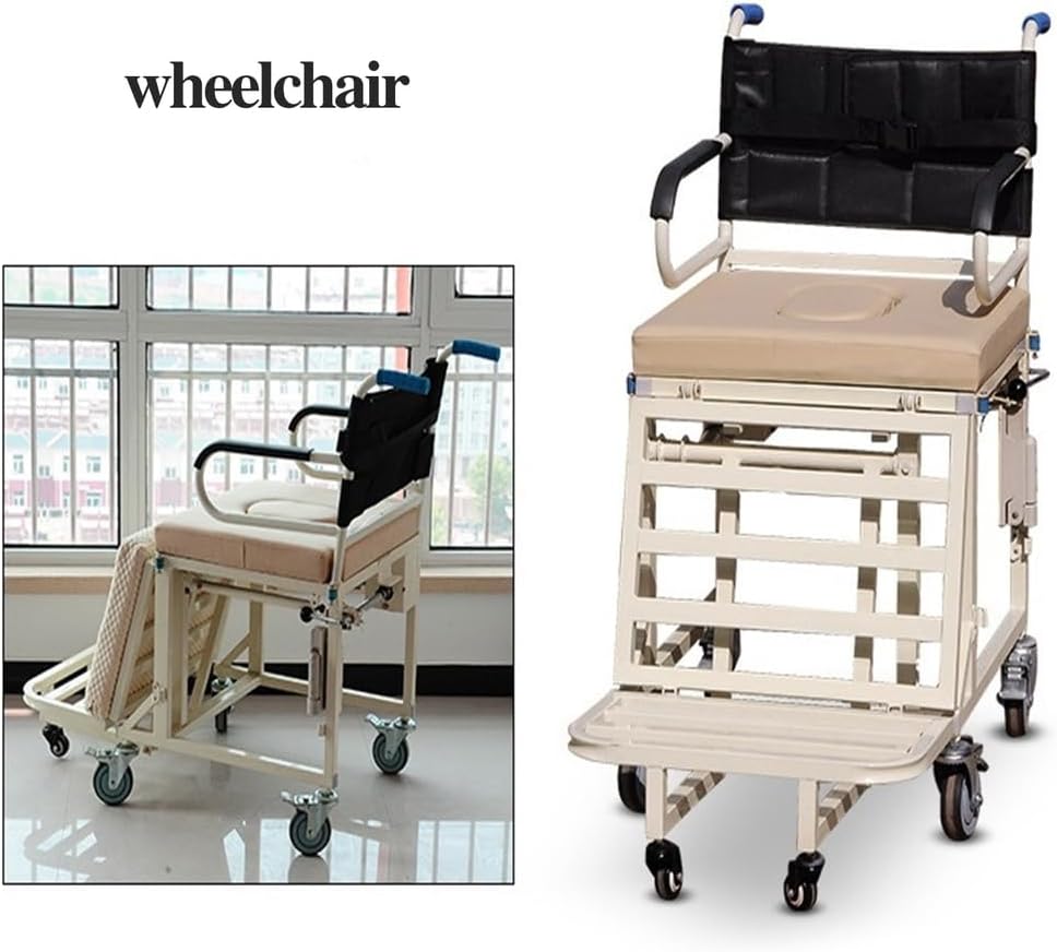 Manual Medical Beds Adjustable with Wheelchairs, 10 Function Hospital Beds for Home, Patient Nursing Aids with Quiet Wheels,(213 * 106 * 53 cm)
